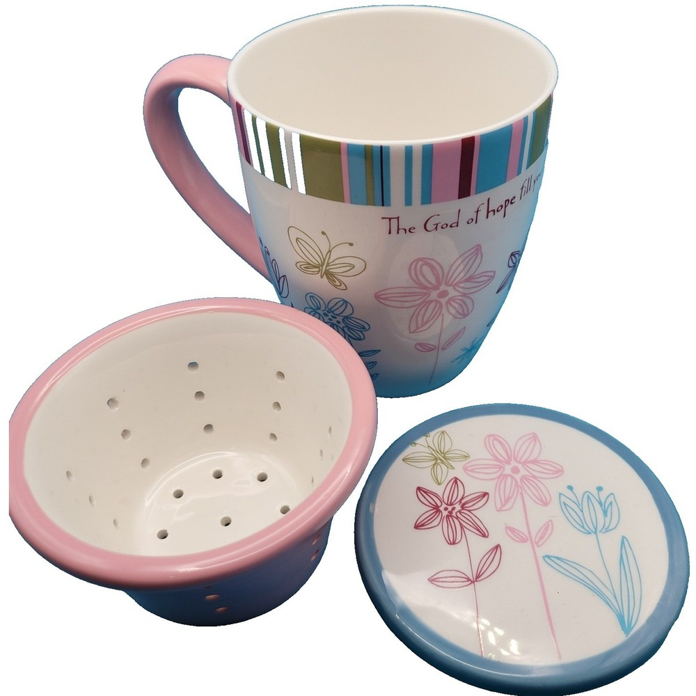 DaySpring Women of Faith‎ Mug w Infuser Coaster/Lid Romans 15:13 NIV